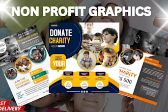 design a stunning nonprofit flyer ngo, fundraising charity crowdfunding, qr code