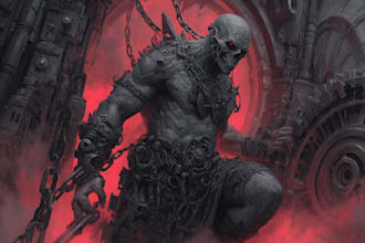 dark, brutal, horror, and heavy metal art illustration