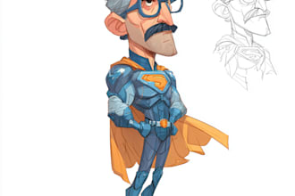 design superhero caricature character