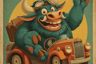 create vintage retro cartoon illustration mascot