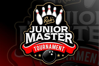 design unique bowling events, leagues competitions, tournament logo
