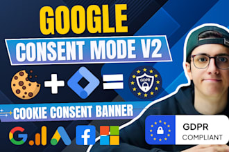 setup consent mode v2, cookie consent banner, cookie banner, gdpr, cookiebot