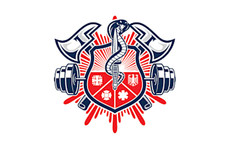 design sporting event hosted military police firefighter logo