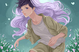 draw cute halfbody anime art oc fanart character
