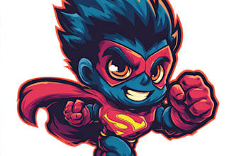 design amazing mascot, character and caricature superhero logo