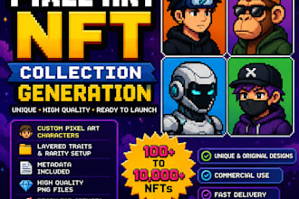 create unique pixel art nft collection with metadata and rarity