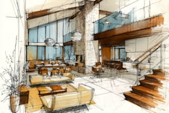 sketch architecture and interior design