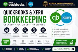 quickbooks, xero cleanup, catch up bookkeeping, error fixing