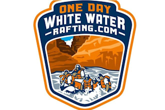 design unique one day white water rafting logo