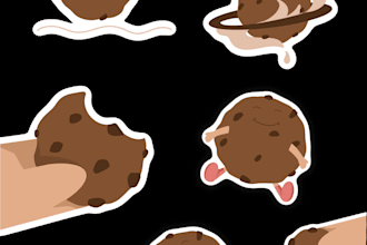 design cute illustrations for stickers, clip arts