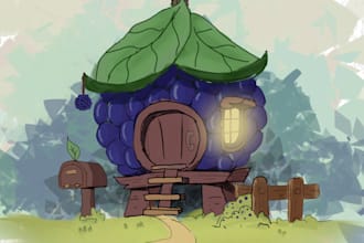 create fun cozy cartoony scenes drawings
