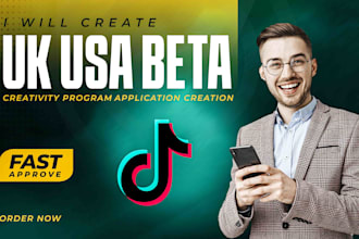 create UK USA tiktok creativity beta program account
