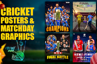 design custom cricket posters and matchday social media graphics