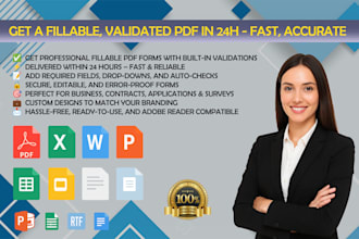 create fillable PDF form with data validations within 24 hrs