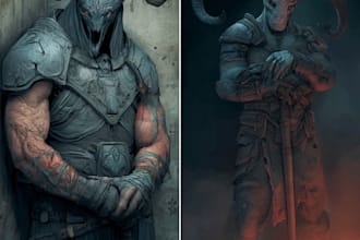 draw realistic fantasy horror character and concept art