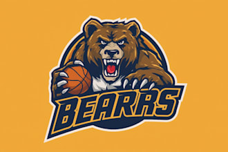 design awesome bear basketball mascot logo with express delivery