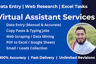 be your virtual assistant for data entry, web research, copy paste, data mining