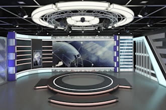design 3d virtual studio set,broadcast center,news room,virtual call,event stage