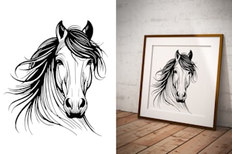 draw custom vector line art illustrations and portraits