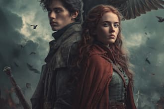 illustrate fantasy book cover design, thriller book or fantasy book cover