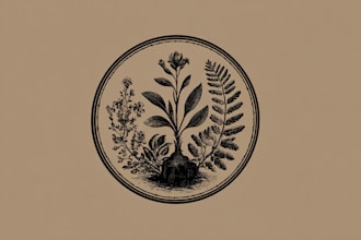 create vintage botanical, mystic, logo design illustration