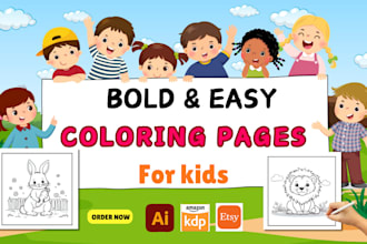 draw bold and easy coloring pages for kdp