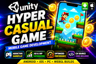 develop a 2d hyper casual mobile game for android and ios