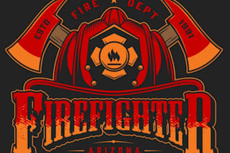design make firefighter mascot logo with business