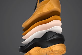 design 3d shoe design, sneaker modeling, rendering and animation shoe prototype