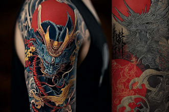 design professional japanese, asian style tattoo design
