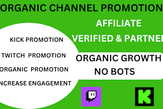 organic kick promotion twitch and youtube channel followers, live viewers
