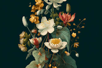 draw botanical illustration of flower illustration