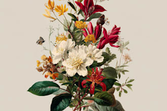 make a floral drawing or a watercolour botanical artwork