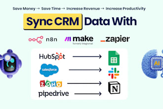 sync CRM data using n8n, make com, or zapier