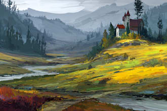 paint detailed, fantasy landscape