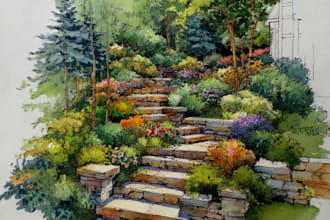 draw watercolor drawings of landscape designs or home gardens