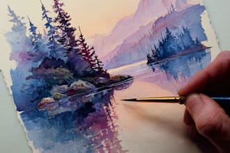 draw a watercolor landscape illustration