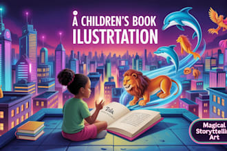 design children story book illustration, kids story book illustration, cover KDP