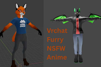 do vrchat avatar, furry, anime or realistic 3d model character with full rigging