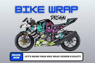 create unique motorcycle wrap, bike wrap and vehicle wrap design