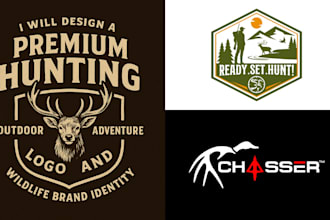 design a premium hunting logo and outdoor adventure brand identity