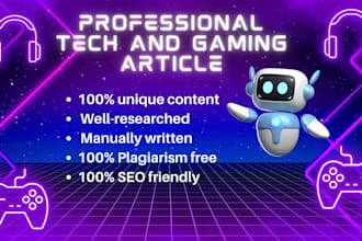 write great gaming article and reviews