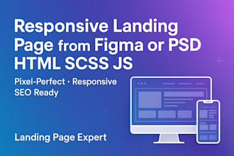build responsive landing page from figma or PSD to HTML scss js