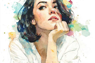 draw watercolor portrait illustration