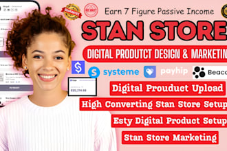 setup stan store digital product, stan store marketing, digital store, payhip