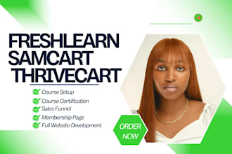 do freshlearn thrivecart, samcart landing page online course