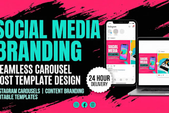 do ad post design, social media kit, carousels and social media brand guidelines