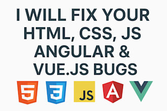 fix frontend bugs in HTML CSS javascript angular and vue