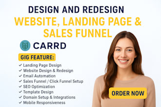 design carrd website, gohighlevel kajabi landing page to sell your online course