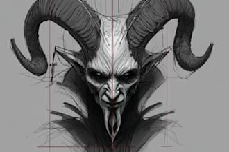 draw a horror and fantasy horror character art